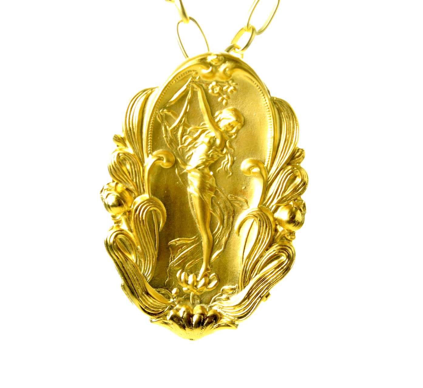 Female Figure Floral Bead Dotted Coin Pendant | 3431