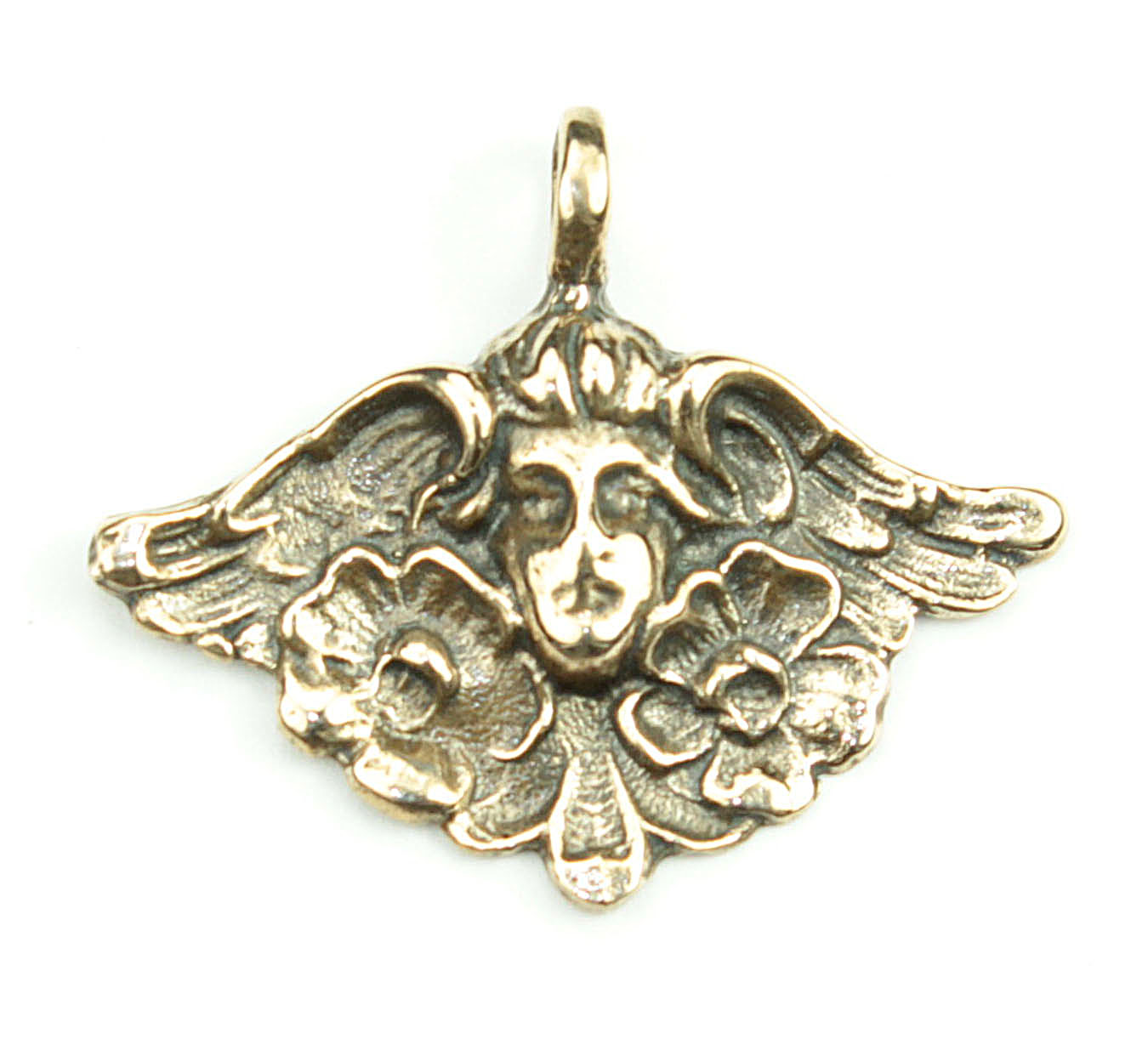 Angel Winged Facial & Floral Medallion | 3717