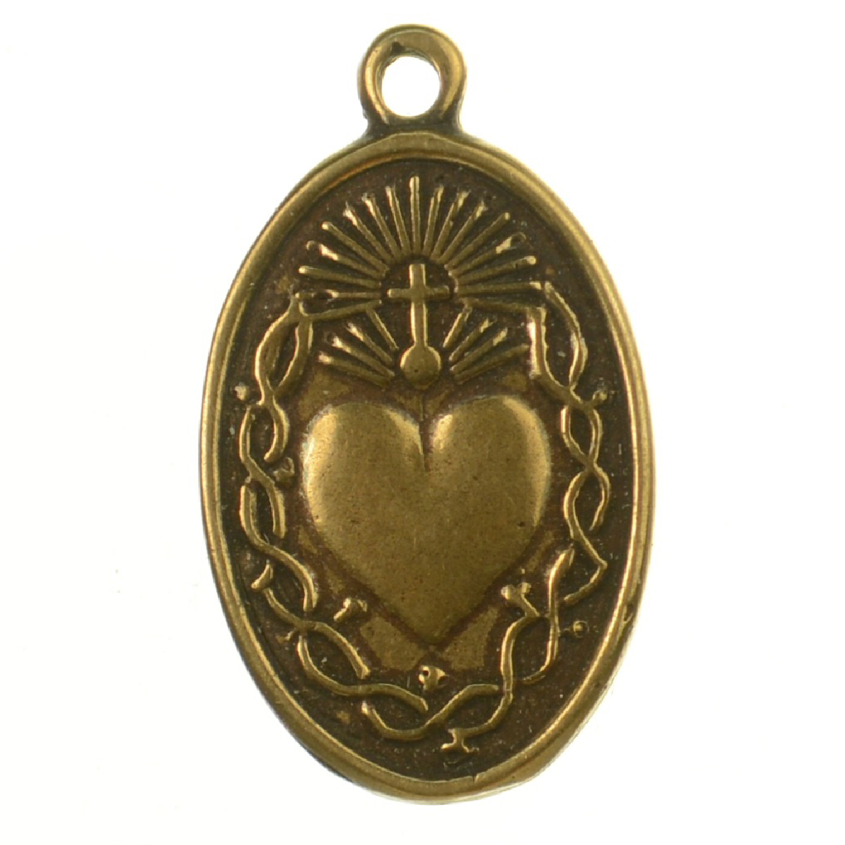 Cross Heart Sun Ray Vined Oval Medallion | 4143