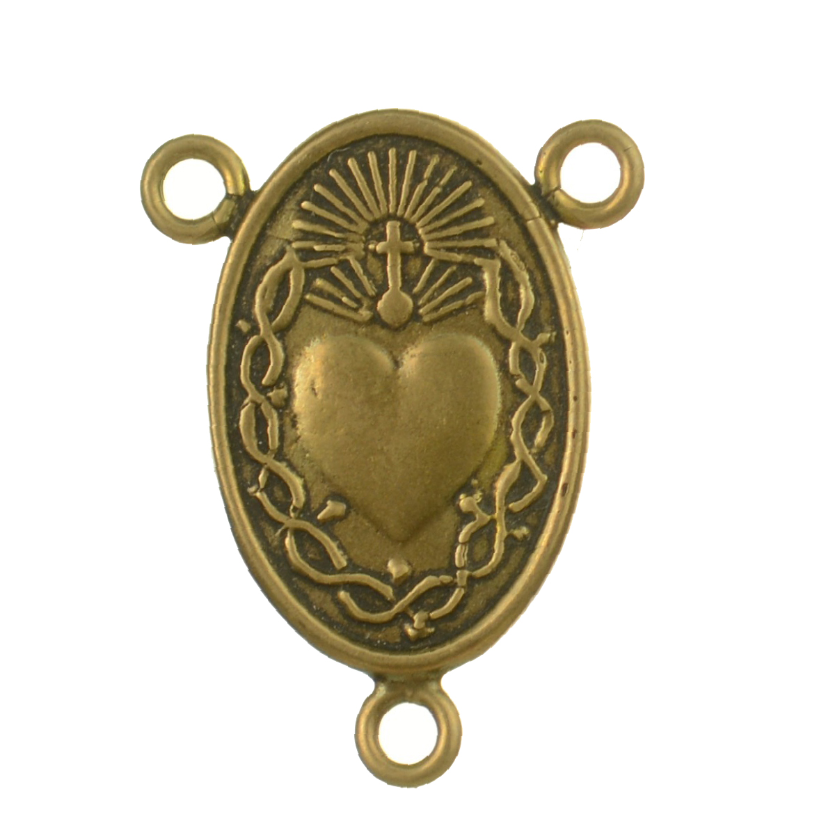 Heart of Jesus Cross With Rays Oval Medallion | 4152
