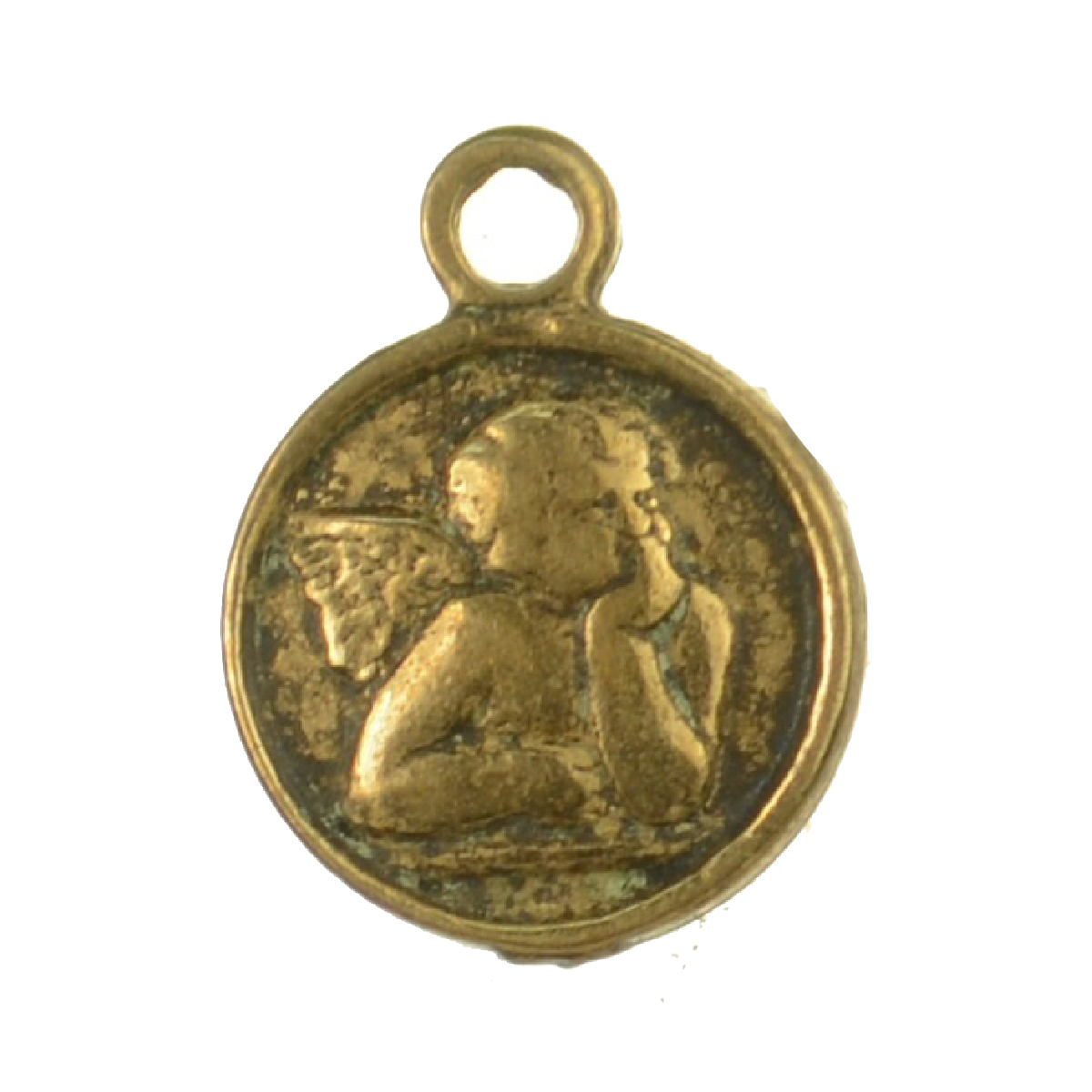 Angel Winged Child Thinking Antique Medallion | 4195